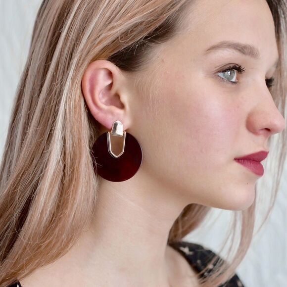 Star Light Purple Gold Open Circle Drop Earrings NWT - Picture 5 of 5